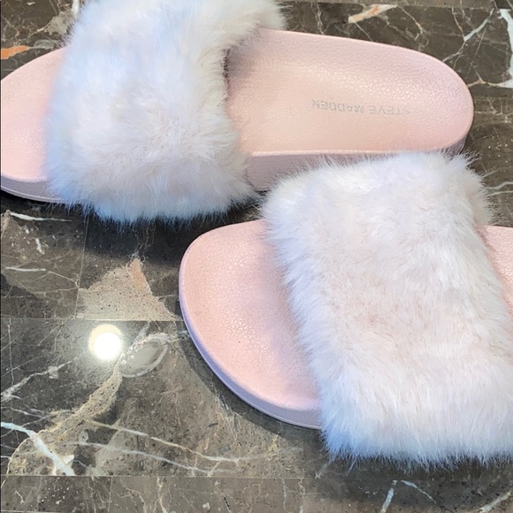 Steve Madden Faux Fur Slides US 8 Pink - Picture 6 of 8
